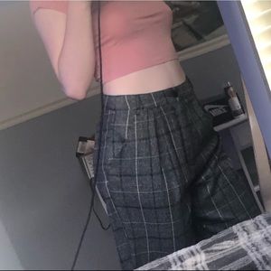 Plaid Wide Leg Pants